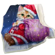 Fun Cute Cat Designs Christmas Santa Kitten Throw Blanket