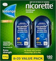 Nicorette Quit Smoking Extra Strength Nicotine Lozenge Fruitdrops 8 x 20 Pack