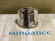 NWT Sundance Catalog Silver Wide Band “Sign of the Cross Ring” size 7 $148