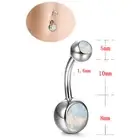 White Fire Opal Navel Rings Belly Button Bar Ring Dangle Body Piercing Jewel _we