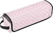 [sanluoli] 2-in-1 Curling Iron Travel Case and Heat Resistant Mat with Zipper Waterproof Flat Curling Irong Travel Organizer Light Lovely Peach Portable Travel Essentials