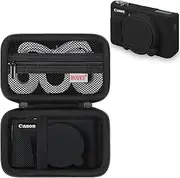 [BOVKE] Case for Canon PowerShot SX740 / SX730 Digital Camera, 1 x Canon SX740 HS Hard Case + 1 x SX740 Camera Soft Rubber Cover with Removable Lens Cover, Black, Suitcase Organiser