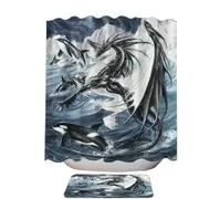 Oceanus the Orca Killer Whale Dragon Shower Curtain