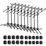 1/4/6/10/12 Pack Adjustable Microphone Boom Arm Stand w/ Dual Mic Clips Tripod