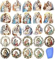 24 Sheets Vintage Christian Rub On Transfers for Crafts, Jesus Stickers for Wood,Furniture Decals, Glass Candle Holder, Porcelain, Led Candles, Sympathy Gifts, Fabric Projects,3 * 3inch