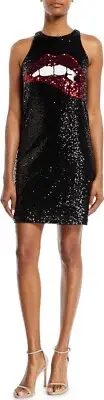 Aidan By Aidan Mattox Sequin Biting Lips Tank Mini Cocktail Dress Size 16 NWT