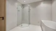 900-1200mm Frameless Shower Screen Diamond Corner with Corner Glass Shelf