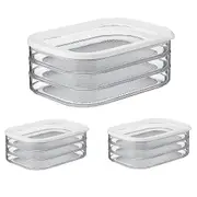 3PCS 1.6L with 3 Tier Meat Pieces Storage Box Airtight Lid Dishwasher Safe 3Layer Crisper