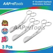 6" Duckbill Applique Scissors 3x Curved Embroidery Lace QUILTING Thread Shears