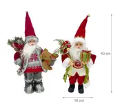 bulk 6 Xmas Plush Standing Santa 2 Assort Decoration 16x40cm