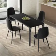 Oikiture 1.2m Rectangular Dining Table and Chairs Kitchen Furniture Set of 5 Black
