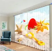 3D Shell beach6 Blockout Photo Curtain Printing Curtains Drapes Fabric Window AU