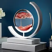 Moving Sand Art Picture, Moving Sand Art Picture Round Glass 3D Deep Sea Sandscape in Motion Display Flowing Sand Frame Desktop Art Dimmable Bedside Lamp for Home Bedroom Bathroom Kitchen/B