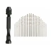 26Pcs Mini Micro Hand Drill Bit Kit Manual Keyless Chuck Pin Vise Rotary Tool t