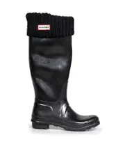 Black Rubber Rain Boots with Socks