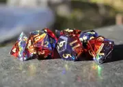 Galactic Supernova - Handmade Resin 7 Piece DND RPG 5e Sharp Edge Dice Set