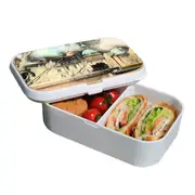 Lunch Box Food Container Snack Picnic Authentic Wood Strap Cutlery Castle
