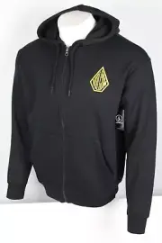 Volcom Men's Full Zip Hoodie M Roundabout Graphic Sweatshirt Medium Black