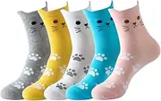[owiter] 5 Pairs Winter Socks Women,ladies socks,stitch socks for women,bed socks for women，fluffy socks womens，warm fluffy socks women7010, 5pcs cat socks, One size