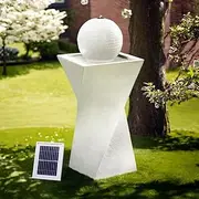 Solar Fountain Water Feature Bird Bath Cream 85CM Outdoor LED Lights Decor