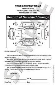 100 Custom Carbonless Record of Unrelated Car Damage Report Form Crash Accident
