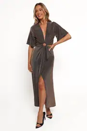 [PUP78] Blanca Cut Out Maxi Dress - Black/Rose Gold XS black