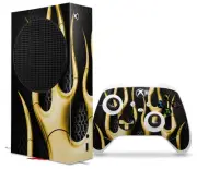 Skin Wrap for XBOX Series S Console Controller Metal Flames Yellow
