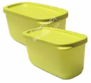 Tupperware Basic Bright Square Round 8 oz Parrot Green Herb Storage Snack Set
