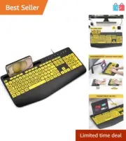 User-Friendly Large Letter Keyboard - Ergonomic Wrist Rest for Home and Office