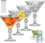 Martini Glasses, 4pcs 10oz Cocktail Glasses Set, Art Deco Design Glass, for Martini, Cocktail, Margarita, Cosmopolitan, Manhattan, Brandy, Ideal Gift