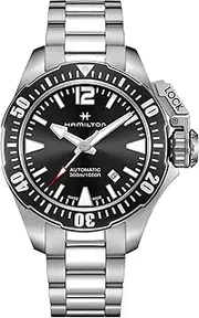 [Hamilton] MEN'S 42MM STEEL BRACELET & CASE AUTOMATIC BLACK DIAL WATCH H77605135
