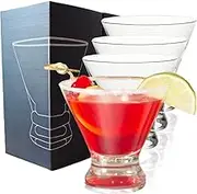 Martini Glasses Set of 4-8oz Stemless Martini Glasses-Margarita Glasses Set- Bar, Dessert, Wine Glasses Martini Cocktail Glasses Set Perfect for Cocktail,Bar,Champagne