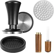 58mm Espresso Tamper Set -Spring Loaded Calibrated Espresso Tamper with 6 Needles Espresso Coffee Stirrer, Compatible with 51mm Puck Screen & Non-Slip Tamper Mat,Fit for 58mm Portafilters (58mm)
