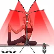 Tuash Red Light Device with Adjustable Stand and 2 Protective Glasses - 3 Timers (10-20-30 Minutes) - 660nm (Invisible) Deed Red Light and 850nm (Visible) Near Infrared LED at Home/Office Use