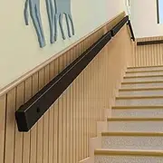 Black Stair Handrail Wrought Iron Hand Rails for Stairs Indoor Outdoor - 3m/3.6m/4m/4.5m, Staircase Banister Railing Kit for Home Corridor Decking Railing(7ft/210cm)