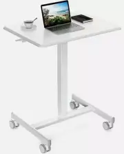 NEWBULIG Standing Height Adjustable Desk Laptop Mobile Rolling Table - White