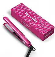 Terviiix Mini Flat Iron for Travel, 1/2'' Small Hair Straightener for Short Hair/Bangs, 0.5'' Portable Ceramic Straightening Irons, Dual Voltage, Pouch Included, Compact Size, Pink
