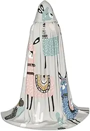 VPPUR Llama Cactus Print Unisex Hooded Cloak For Carnival Theme Party Decorations Witch Costume Cosplay
