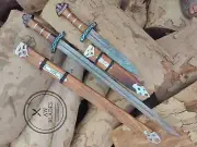 Hand Forged Damascus Viking Sword Razor Sharp Battle Ready Medieval Sword Gift