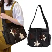 Y2K Star Canvas Messenger Bag Shoulder Travel Crossbody Bag for Women