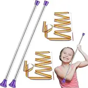 Charniol 4 Pack Twirling Baton 21 Inch Band Marching Baton Stainless Steel Conductors Metal Gymnastics Parade Stick Dance Ribbon Streamer for Kid Girl