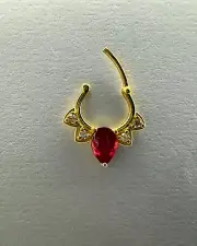 14k Solid Gold Double Line Septum Jewelry/16g 10mm Cartilage Hoop/Daith Earring