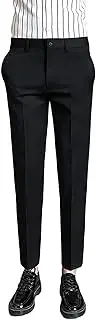 [Maiyifu-GJ] Men's Solid Slim Fit Stretch Pant Skinny Fit Flat Front Dress Pant Business Lightweight Ultra Casual Pants
