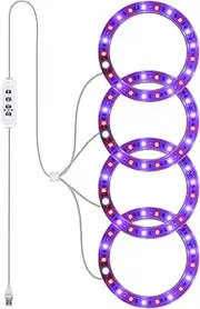 Grow Lights Full Spectrum Plant Lamp with 20 s 8H/12H/16H Timer 5 Dimmable Levels Height Adjustable USB an Ring Lamp for Succulents 4 Pack