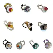 Elastic Beaded Rings for Women Heart Colorful Fritillary Rings