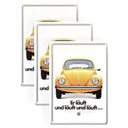 3PK Nostalgic Art Metal/Paper Mail Postcard Volkswagen Er Lauft w/Envelope 14cm