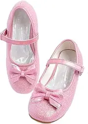 [Daydance] Kids Toddler Girls Dress Shoes Pumps Low Heels Sparkling Flower Mary Jane Footwear for Party Prom Wedding Birthday