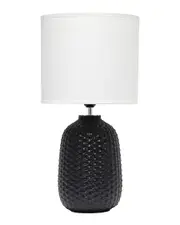 Simple Designs 20.4" Tall Traditional Ceramic Purled Texture Bedside Table Desk Lamp