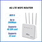 WiFi Router WiFi6 Modem with 4G SIM Card Slot 300Mbps 4 External Antenna Booster