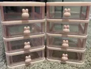 New 2Pc Storage Box, Desktop Drawer Type Organizer Bunny Rabbit handles